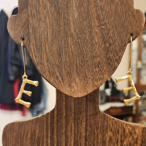 Modern Initial Letter E Drop Earrings